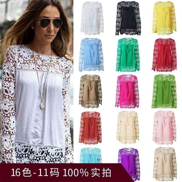 women's blouses & shirts 6twomen's clothing spring and summer long sleeve cut out flower lace chiffon shirt 00lh, White
women's blouses & shirts 6twomen's clothing spring and summer long sleeve cut out flower lace chiffon shirt 00lh, White