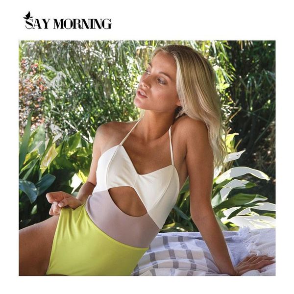 women's swimwear say morning three color stitching one-piece bikini triangle swimsuit 2021 bathing suit beachwear, White;black
women's swimwear say morning three color stitching one-piece bikini triangle swimsuit 2021 bathing suit beachwear, White;black
