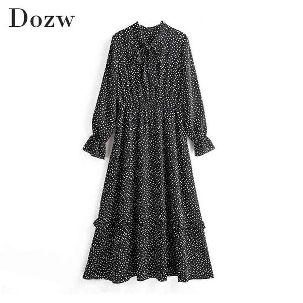 vintage elegant bow tie collar print dress women long sleeve ruffle midi dress elastic waist chic casual black dresses 210414, Black;gray
vintage elegant bow tie collar print dress women long sleeve ruffle midi dress elastic waist chic casual black dresses 210414, Black;gray