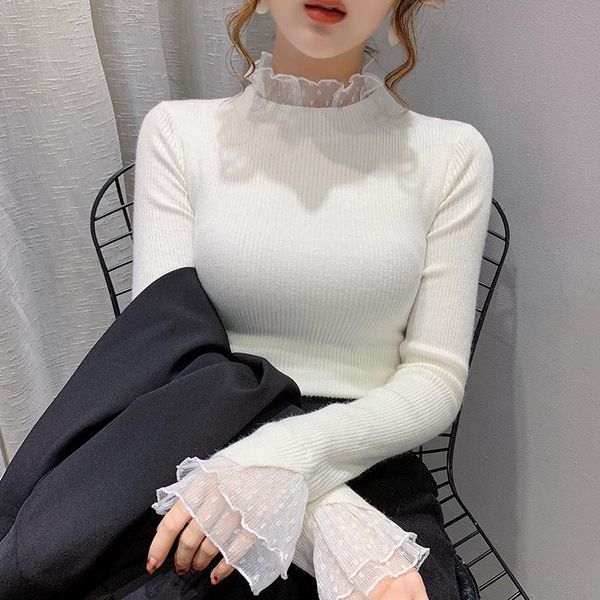 women's sweaters long sleeve 2021 pullovers thin for women fashion blouse half high collar bottomed shirt pullover knitting, White;black
women's sweaters long sleeve 2021 pullovers thin for women fashion blouse half high collar bottomed shirt pullover knitting, White;black