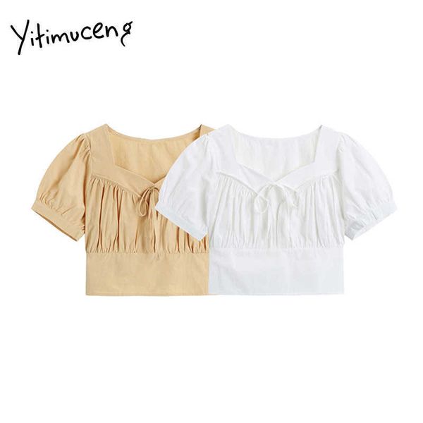 yitimuceng white blouse women lace up folds shirts puff sleeve square collar straight solid summer korean fashion 210601
yitimuceng white blouse women lace up folds shirts puff sleeve square collar straight solid summer korean fashion 210601