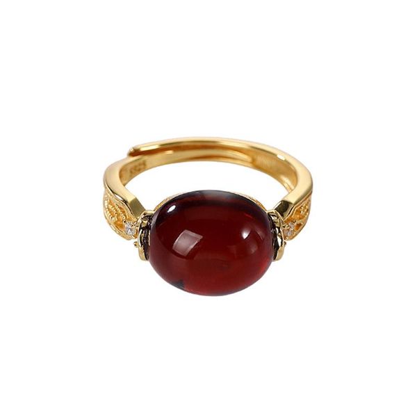 cluster rings s925 sterling silver gold-plated natural blood amber ring personality minimalist elegant hollow women's open, Golden;silver
cluster rings s925 sterling silver gold-plated natural blood amber ring personality minimalist elegant hollow women's open, Golden;silver