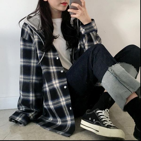 spring autumn oversized plaid womens shirt korean loose long sleeve hooded female chic harajuku streetwear blusas, White
spring autumn oversized plaid womens shirt korean loose long sleeve hooded female chic harajuku streetwear blusas, White