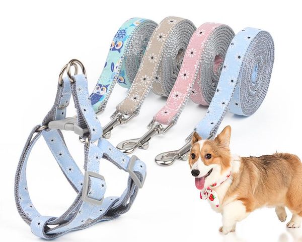 dog collars & leashes nylon pet harness no pull adjustable leash vest classic running strap belt for small and medium