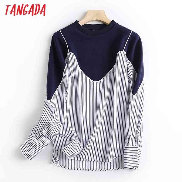 women fashion striped print patchwork sweatshirts long sleeve o neck loose pullovers female 5s5 210416, White
women fashion striped print patchwork sweatshirts long sleeve o neck loose pullovers female 5s5 210416, White