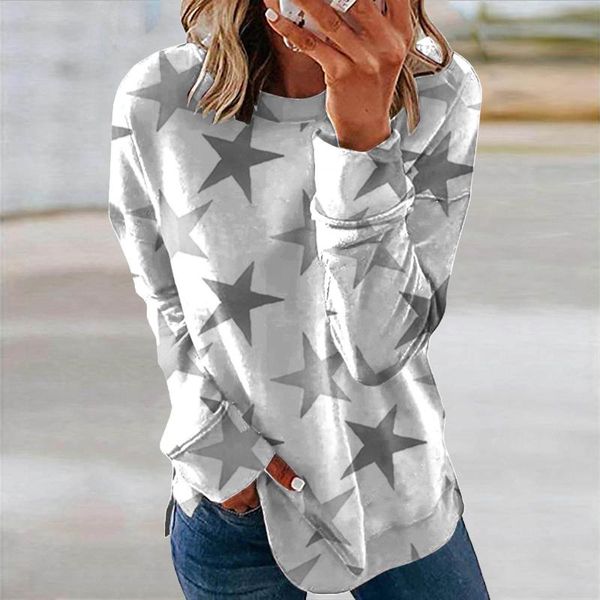 women's blouses & shirts star print graphic blouse women o-neck long sleeve oversized clothing casual basic pullover femme blusas 40#, White
women's blouses & shirts star print graphic blouse women o-neck long sleeve oversized clothing casual basic pullover femme blusas 40#, White