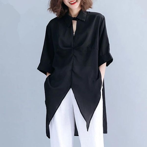 women's polos plus size women blouse long shirts big summer elegant office lady tunic loose casual solid female chiffon clothes, White
women's polos plus size women blouse long shirts big summer elegant office lady tunic loose casual solid female chiffon clothes, White