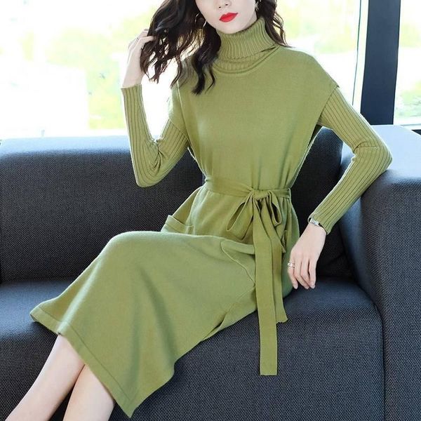 casual dresses 2021 winter fall fashion womens turtleneck high waist sash knitted sweater dress , green blue 2 pieces set for women, Black;gray
casual dresses 2021 winter fall fashion womens turtleneck high waist sash knitted sweater dress , green blue 2 pieces set for women, Black;gray
