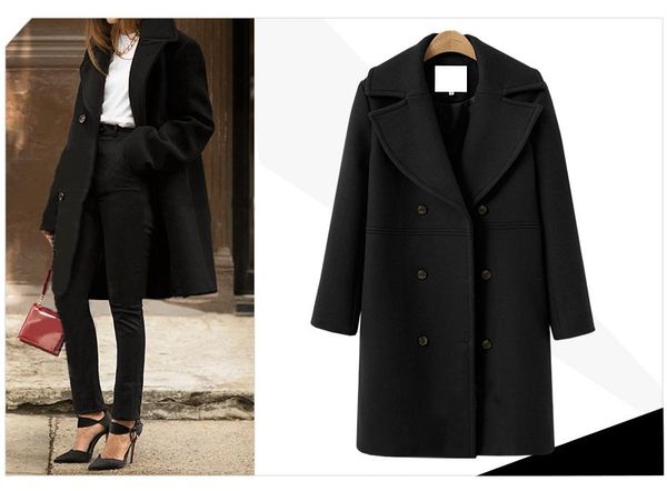 women's trench coats 2021 autumn and winter european american large size woolen coat long, Tan;black
women's trench coats 2021 autumn and winter european american large size woolen coat long, Tan;black