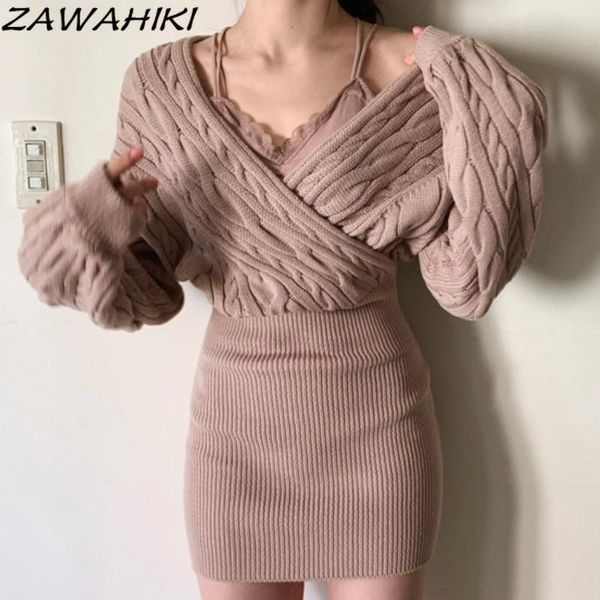 casual dresses zawahiki v-neck twist dress for women long sleeve solid v neck slim high waist elegant femme robe a line wool knitted, Black;gray
casual dresses zawahiki v-neck twist dress for women long sleeve solid v neck slim high waist elegant femme robe a line wool knitted, Black;gray