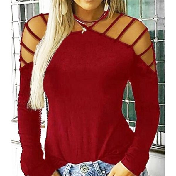 women's t-shirt fashion autumn winter women strap hollow out t shirt casual solid color tshirt slim long sleeve streetwear for, White
women's t-shirt fashion autumn winter women strap hollow out t shirt casual solid color tshirt slim long sleeve streetwear for, White