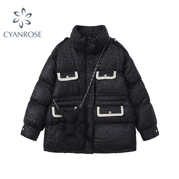 women's bread winter coat down jacket design stand collar zipper oversize fashion warm black parkas woman clothing 210430, Black;brown
women's bread winter coat down jacket design stand collar zipper oversize fashion warm black parkas woman clothing 210430, Black;brown
