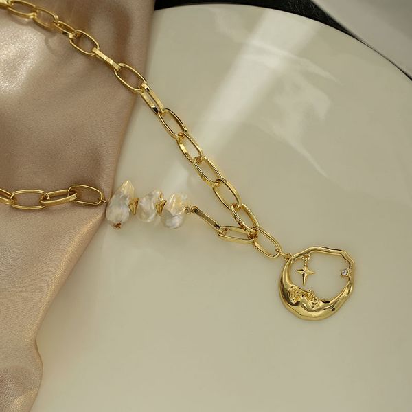 chaoku chain shaped pearl baroque necklace advanced sense pendant adjustable clavicle chain, Silver
chaoku chain shaped pearl baroque necklace advanced sense pendant adjustable clavicle chain, Silver