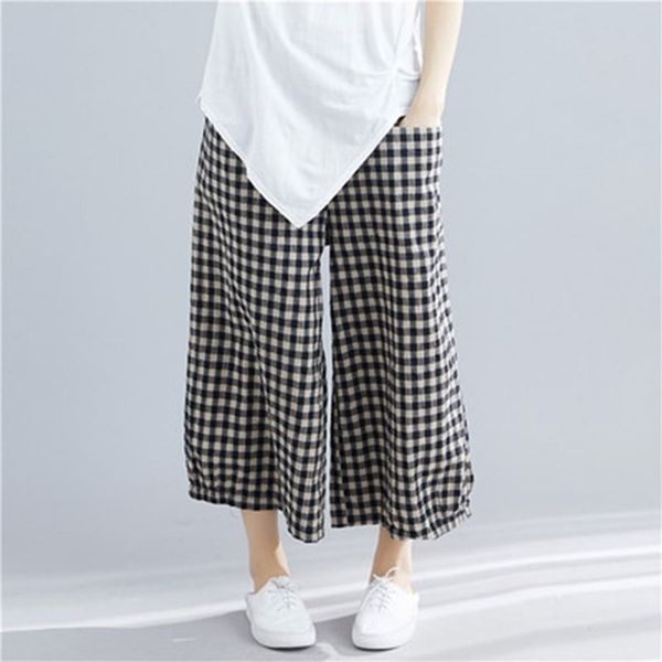 spring autumn arts style women elastic waist ankle-length loose pants all-matched casual plaid wide leg big size m620 210512, Black;white
spring autumn arts style women elastic waist ankle-length loose pants all-matched casual plaid wide leg big size m620 210512, Black;white