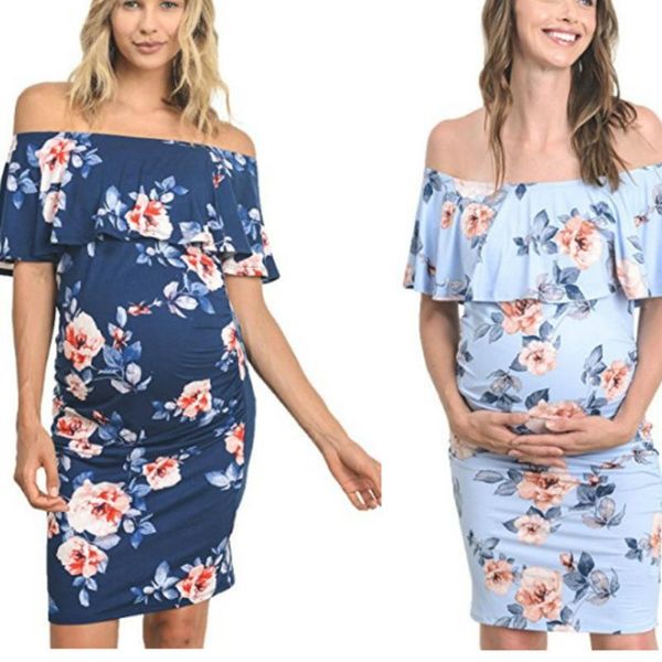 women's clothing arrivals maternity women dress one-line neck stretch slim print pregnancy dresses a lot spot, White
women's clothing arrivals maternity women dress one-line neck stretch slim print pregnancy dresses a lot spot, White
