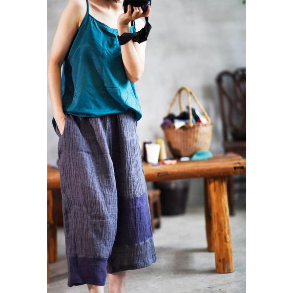 women's pants & capris women elastic waist patchwork linen ladies wrinkle flax vintage harem female 2021 autumn trousers, Black;white
women's pants & capris women elastic waist patchwork linen ladies wrinkle flax vintage harem female 2021 autumn trousers, Black;white