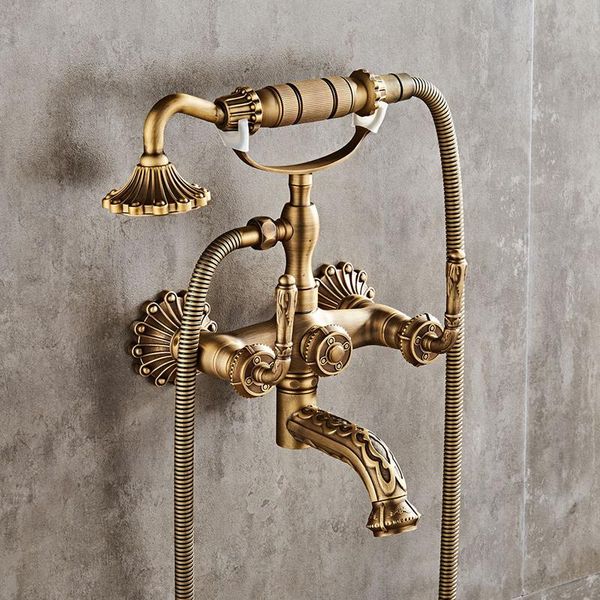 luxury antique brass bathroom faucet mixer tap wall mounted hand held shower head kit sets
luxury antique brass bathroom faucet mixer tap wall mounted hand held shower head kit sets