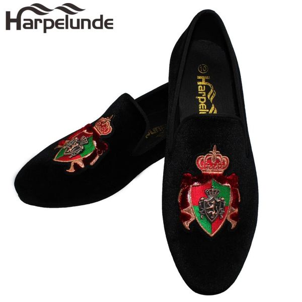 dress shoes harpelunde slip on men bullion black velvet loafers