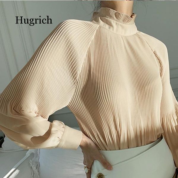 women's blouses & shirts 2021 spring pleated women fashion stand collar office lady chiffon blouse puff sleeve solid female, White
women's blouses & shirts 2021 spring pleated women fashion stand collar office lady chiffon blouse puff sleeve solid female, White