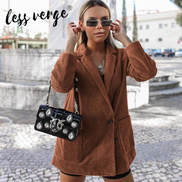 lessverge women jacket coat single breasted causal oversize long sleeve corduroy pockets chic female outwear women's jackets, Black;brown
lessverge women jacket coat single breasted causal oversize long sleeve corduroy pockets chic female outwear women's jackets, Black;brown
