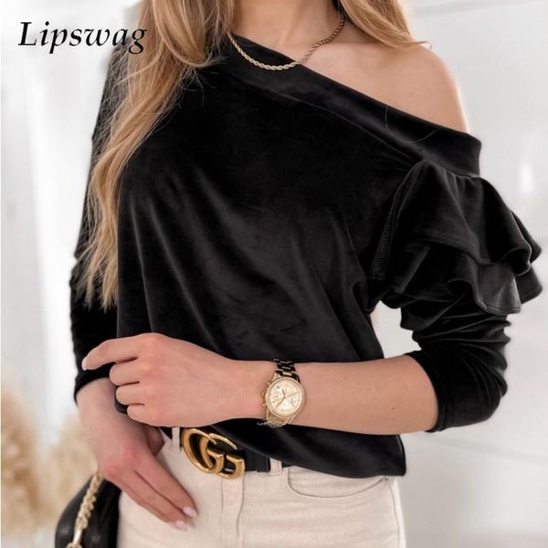 women's blouses & shirts lady long sleeve double ruffle shirt skew collar off shoulder blouse pullover women autumn elegant solid, White
women's blouses & shirts lady long sleeve double ruffle shirt skew collar off shoulder blouse pullover women autumn elegant solid, White