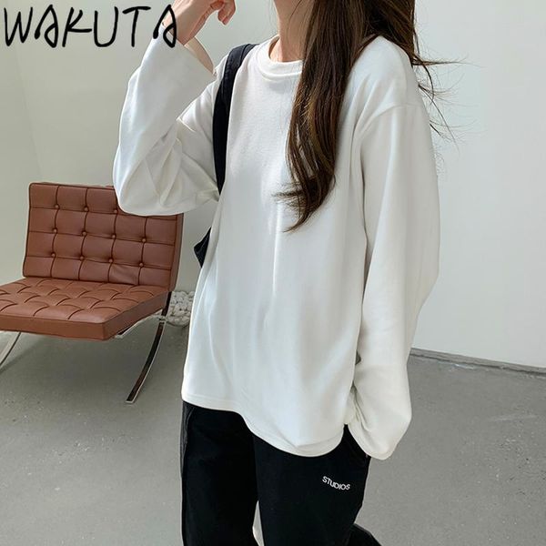 women's t-shirt wakuta white black solid base tshirt women spring autumn simple oversized long sleeve tee shirt korean style office la
women's t-shirt wakuta white black solid base tshirt women spring autumn simple oversized long sleeve tee shirt korean style office la