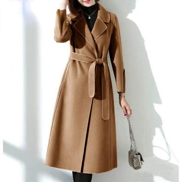 women's wool & blends woman elegant solid long coat female sleeve loose shoulder pocket ladies split hem chic stylish jacket a288, Black
women's wool & blends woman elegant solid long coat female sleeve loose shoulder pocket ladies split hem chic stylish jacket a288, Black