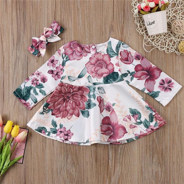 born infant baby girls dress floral kids long sleeve 0-neck princess + cute headband 2pcs outfits set for summer girl's dresses, Red;yellow
born infant baby girls dress floral kids long sleeve 0-neck princess + cute headband 2pcs outfits set for summer girl's dresses, Red;yellow