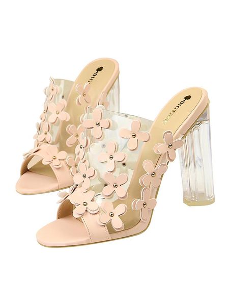 women's shoes summer high-heeled sandals the fish's mouth transparent crystal with sweet fashion little flower slippers, Black
women's shoes summer high-heeled sandals the fish's mouth transparent crystal with sweet fashion little flower slippers, Black
