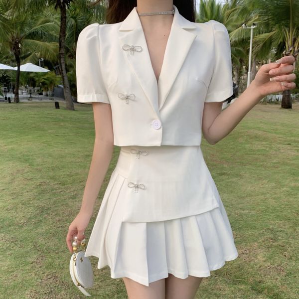 two piece dress korean ol summer set women crop blazer coat + high waist pleated skirt suits streetwear 2 ensemble femme peo9, White
two piece dress korean ol summer set women crop blazer coat + high waist pleated skirt suits streetwear 2 ensemble femme peo9, White