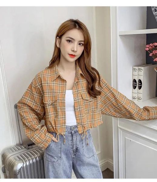 women's jackets jacket plaid shirt spring 2021 long sleeve loose coats p3 388, Black;brown
women's jackets jacket plaid shirt spring 2021 long sleeve loose coats p3 388, Black;brown