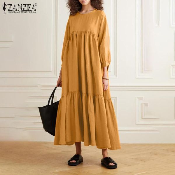 casual dresses 5xl zanzea fashion women party sundress 2021 autumn 3/4 sleeve lace up long dress solid flounce maxi vestidos robe femme, Black;gray
casual dresses 5xl zanzea fashion women party sundress 2021 autumn 3/4 sleeve lace up long dress solid flounce maxi vestidos robe femme, Black;gray