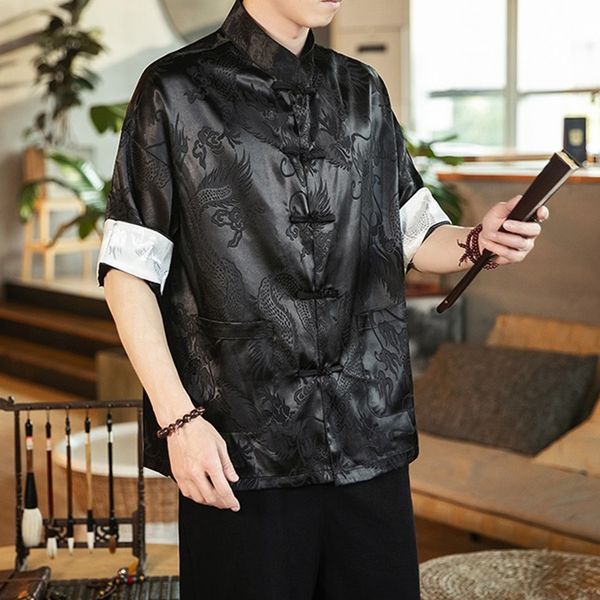 new chinese style mens tang suit half sleeve traditional kung fu china style hanfu men chinese dragon shirt 10957, Red
new chinese style mens tang suit half sleeve traditional kung fu china style hanfu men chinese dragon shirt 10957, Red