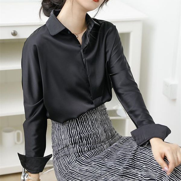 ol elegant satin white shirt autumn work wear lapel long-sleeved loose shirts women blouses plus size woman 210421
ol elegant satin white shirt autumn work wear lapel long-sleeved loose shirts women blouses plus size woman 210421