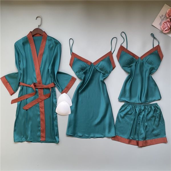 women's sleepwear 4pcs pajamas suit casual pyjamas kimono robe gown lace trim women nightwear intimate lingerie spring autumn home, Black;red
women's sleepwear 4pcs pajamas suit casual pyjamas kimono robe gown lace trim women nightwear intimate lingerie spring autumn home, Black;red
