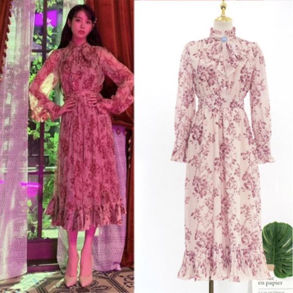 summer chiffon dress korean tv star iu floral long sleeve ladies elegant bow dresses for women party vestidos casual, Black;gray
summer chiffon dress korean tv star iu floral long sleeve ladies elegant bow dresses for women party vestidos casual, Black;gray