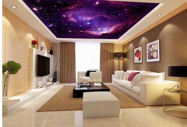 wallpapers home decoration 3d ceiling murals wallpaper purple nebula fantasy art frescoes sky