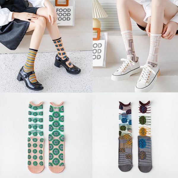 pairs of spring and summer thin breathable ab women's stockings fashion glass fiber in the tube cartoon asymmetric socks & hosiery, Black;white
pairs of spring and summer thin breathable ab women's stockings fashion glass fiber in the tube cartoon asymmetric socks & hosiery, Black;white