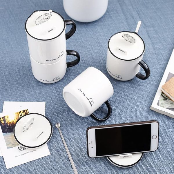 mugs creative animal phone holder ceramic mug with lip spoon cartoon cute student couple gift for friend
mugs creative animal phone holder ceramic mug with lip spoon cartoon cute student couple gift for friend