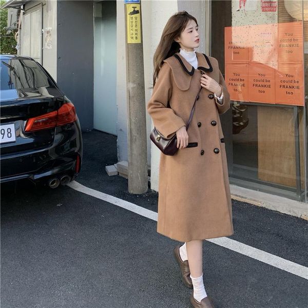 women's wool & blends chic woolen coat khaki loose thick overcoat mid-length over-the-knee coats korean style wind winter autumn, Black
women's wool & blends chic woolen coat khaki loose thick overcoat mid-length over-the-knee coats korean style wind winter autumn, Black