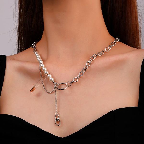 chains european and american hip-hop pearl pendant necklace ins style punk street paperclip clavicle chain net red temperament, Silver
chains european and american hip-hop pearl pendant necklace ins style punk street paperclip clavicle chain net red temperament, Silver