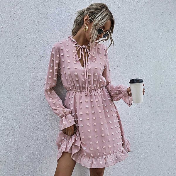 chiffon flare sleeve v neck bandage ruffle solid color dress women casual streetwear boho beach holiday high waist mini dresses 210608, Black;gray
chiffon flare sleeve v neck bandage ruffle solid color dress women casual streetwear boho beach holiday high waist mini dresses 210608, Black;gray