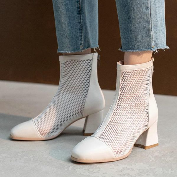 black beige woman ankle boots hollow summer mesh fashion zipper pointed toe lady chunky heel women's shoes
black beige woman ankle boots hollow summer mesh fashion zipper pointed toe lady chunky heel women's shoes
