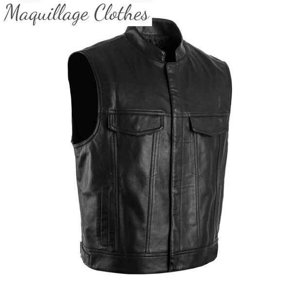 fashion men pu leather streetwear vest vintage motorcycle punk waistcoats for male sleeves jeans jackets black men's vests, Black;white
fashion men pu leather streetwear vest vintage motorcycle punk waistcoats for male sleeves jeans jackets black men's vests, Black;white