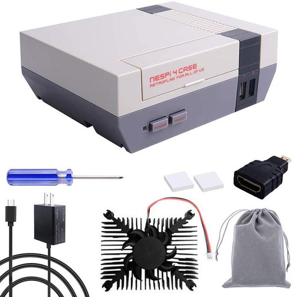 lapcooling pads nespi 4 case,for raspberry pi case with ssd case,usb-c power supply, kit for us plug