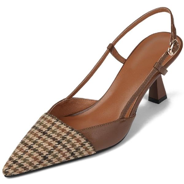 dress shoes women's genuine leather fabric patchwork slingback thin high heel pointed toe elegant ladies sandals summer retro pumps, Black
dress shoes women's genuine leather fabric patchwork slingback thin high heel pointed toe elegant ladies sandals summer retro pumps, Black