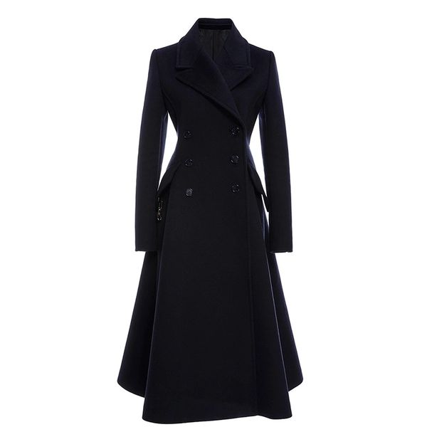 european american autumn and winter temperament wool woolen long coat, Black
european american autumn and winter temperament wool woolen long coat, Black