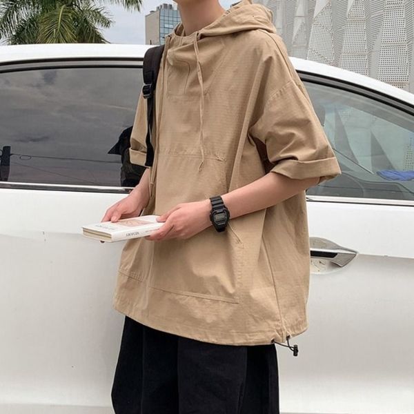 men's t-shirts summer short-sleeved t-shirt mens fashion khaki white pocket casual t shirt men streetwear korean loose hooded tshi, White;black
men's t-shirts summer short-sleeved t-shirt mens fashion khaki white pocket casual t shirt men streetwear korean loose hooded tshi, White;black