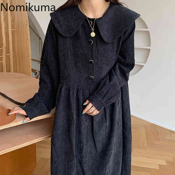nomikuma corduroy sweet women dress long sleeve buttons peter pan collar vestidos femme autumn high waist dresses 6c162 210427, Black;gray
nomikuma corduroy sweet women dress long sleeve buttons peter pan collar vestidos femme autumn high waist dresses 6c162 210427, Black;gray