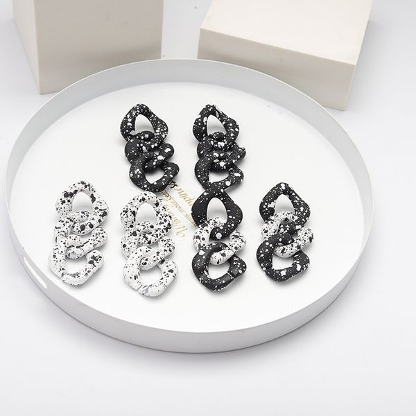 designer acrylic geometric dangle earrings retro style personality black and white earring women thick big chain chunky exaggerated pendant, Silver
designer acrylic geometric dangle earrings retro style personality black and white earring women thick big chain chunky exaggerated pendant, Silver
